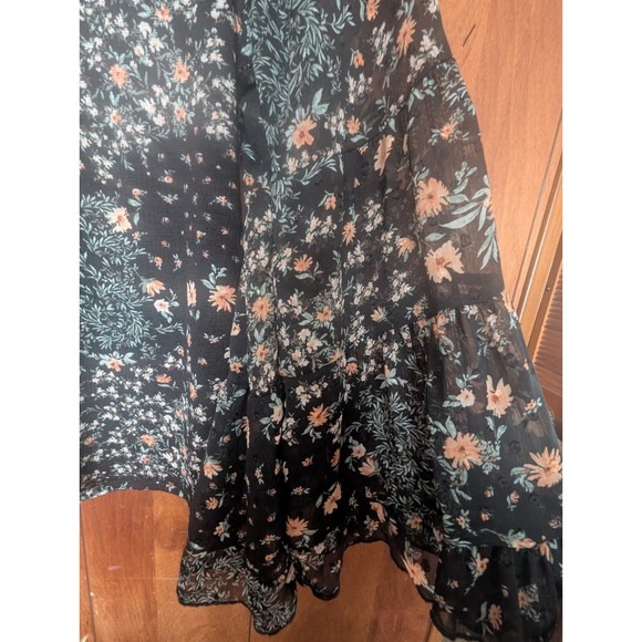 Floral Black Sheer Women's Top - Picture 3 of 5